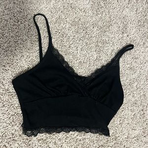 Black lace v tank top